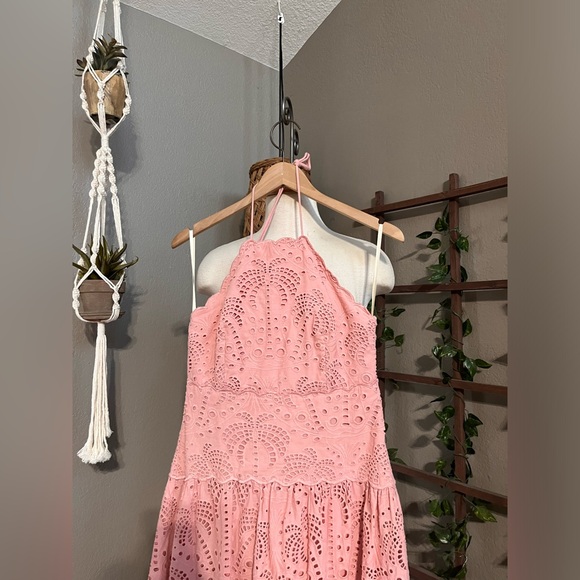 ▪️Farm Rio Palm Tree scalloped broderie anglaise cotton midi dress - Picture 8 of 14